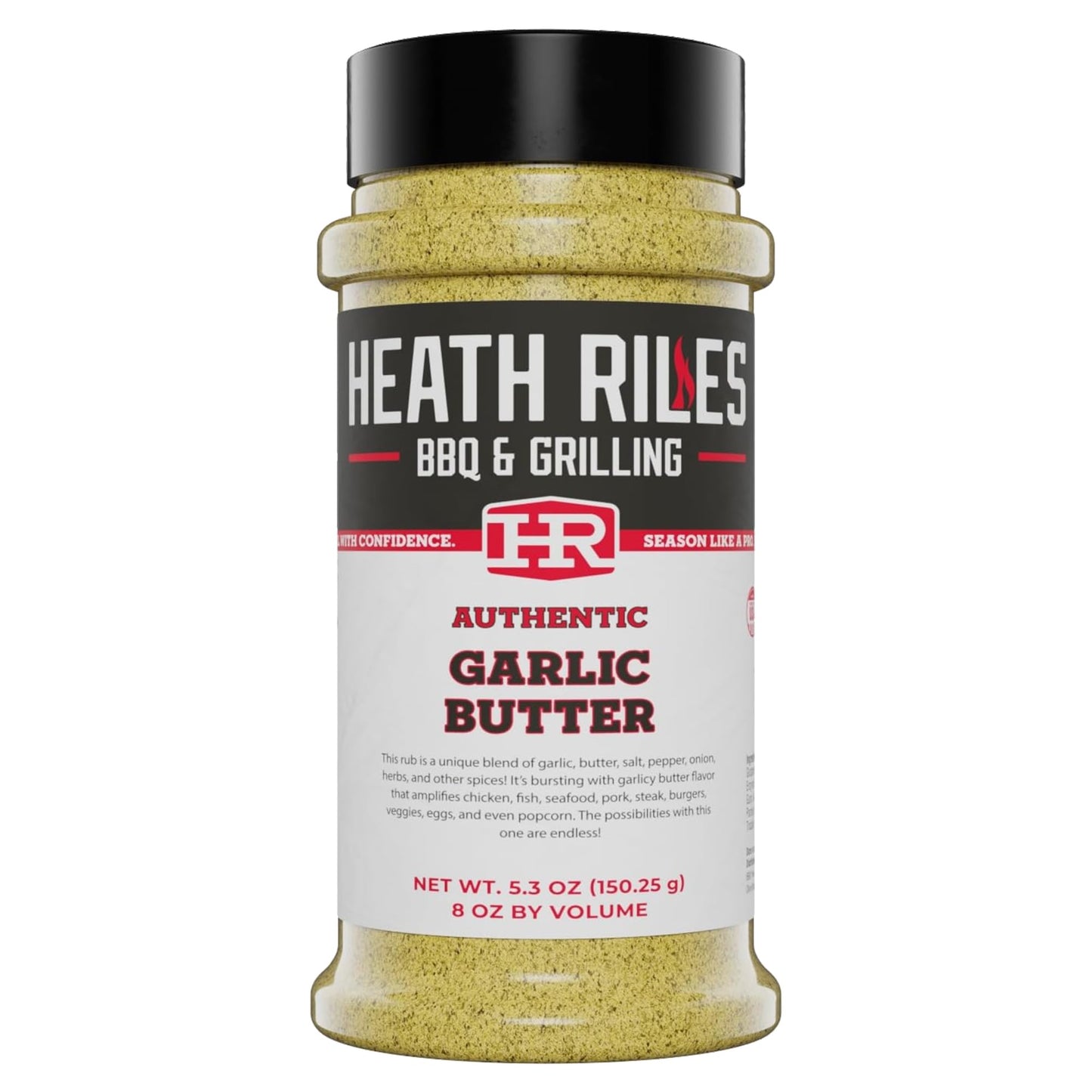 Heath Riles Bbq Rub - Garlic Butter Seasoning  Champion Pitmaster Recipe  Legendary Rubs For Aromatic Use & Grilling  80+ Bbq Championships  8 Oz.