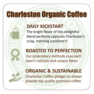 Charleston Coffee Roasters Specialty Organic Ground Coffee, Medium Roast, 12oz