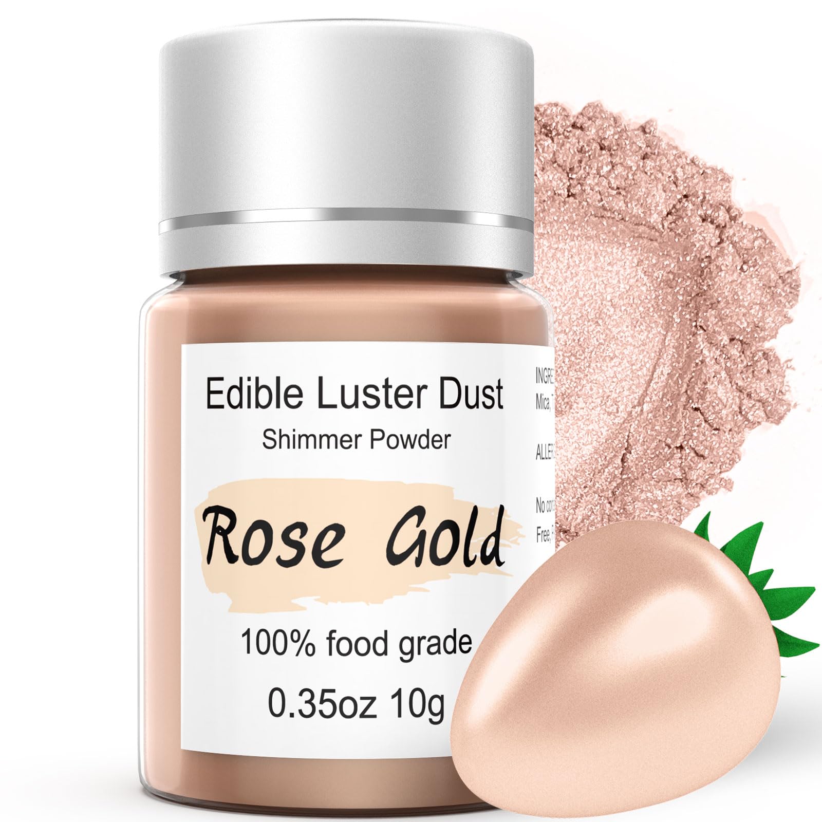 Colaele Edible Glitter - Rose Gold Luster Dust for Cake Decorating, 10g