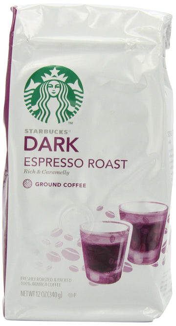Starbucks Dark Espresso Roast Ground Coffee, 12-Ounce Bags (Pack Of 3)