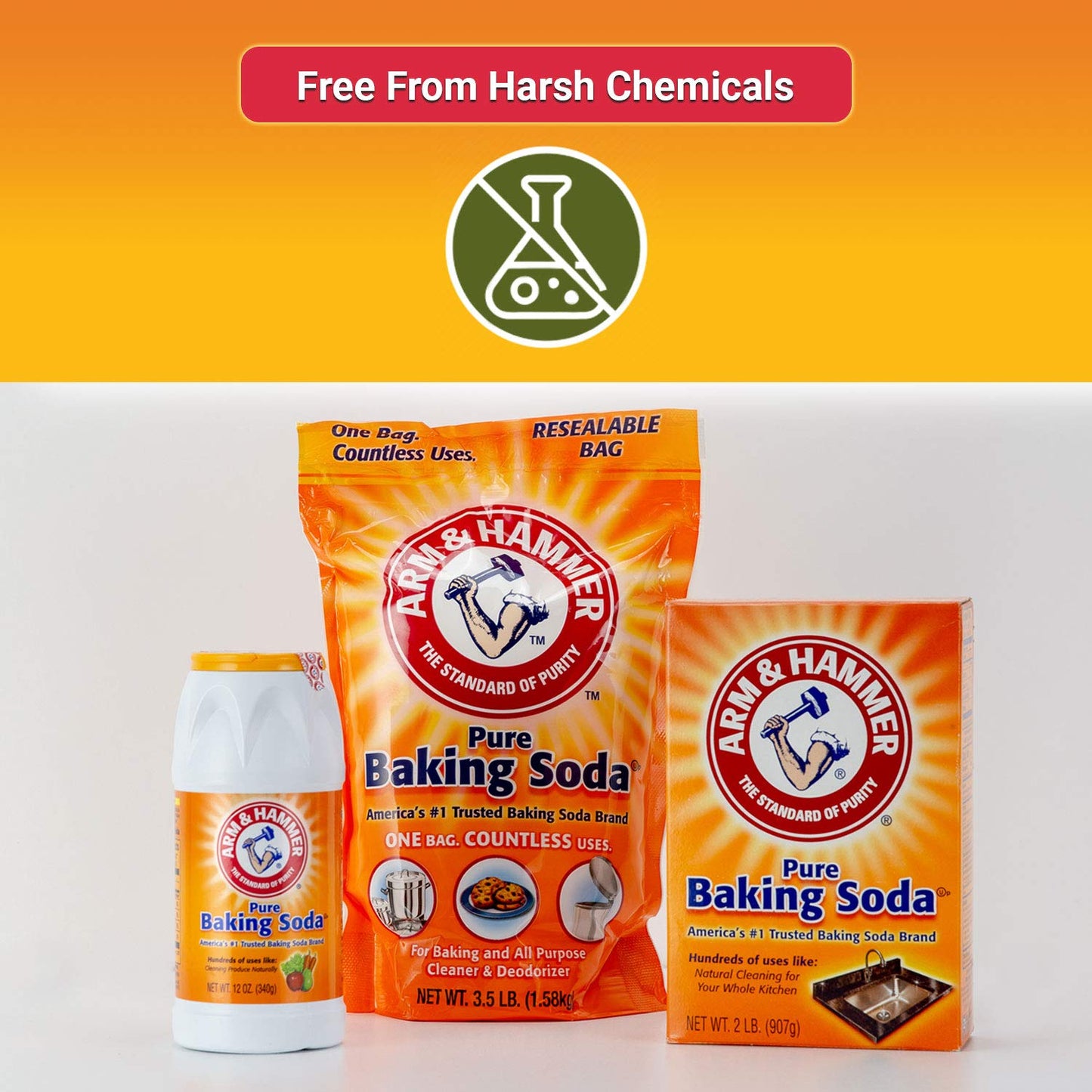 Arm & Hammer Baking Soda 3.5lb Bag, White, 56 Ounce, Model HH0991, Plastic