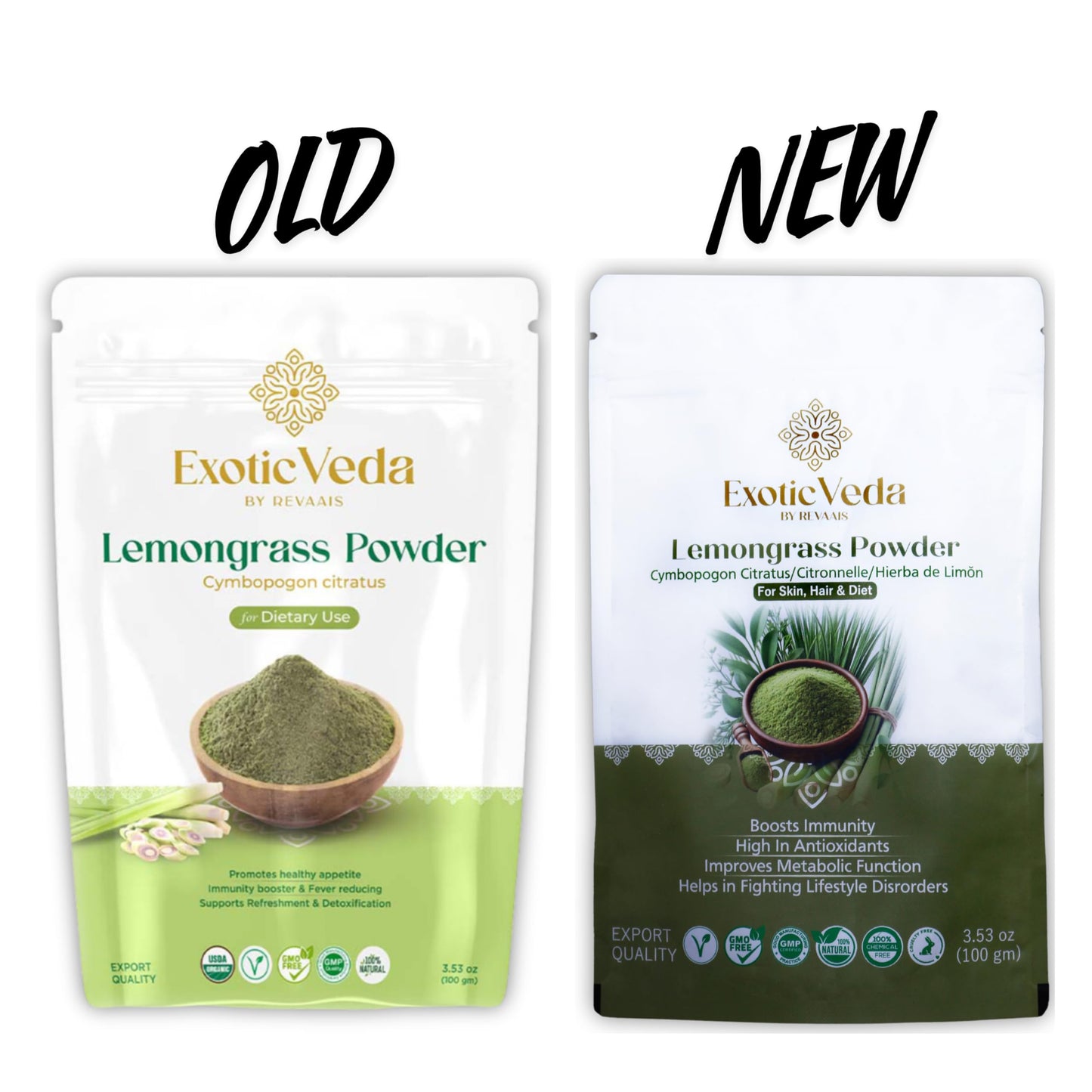Exotic Veda Organic Lemongrass Powder | Dried Lemon Powder | Vitamin C Rich | Perfect For Cooking | Dandelion Tea Enhancer | Lem