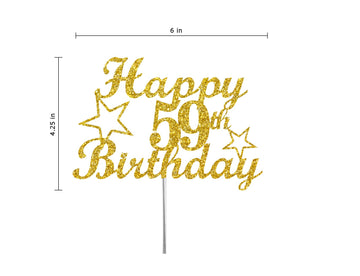 59 Birthday Cake Topper Gold Glitter, Party Decoration Ideas, Premium Quality, Sturdy Doubled Sided Glitter, Acrylic Stick. Made