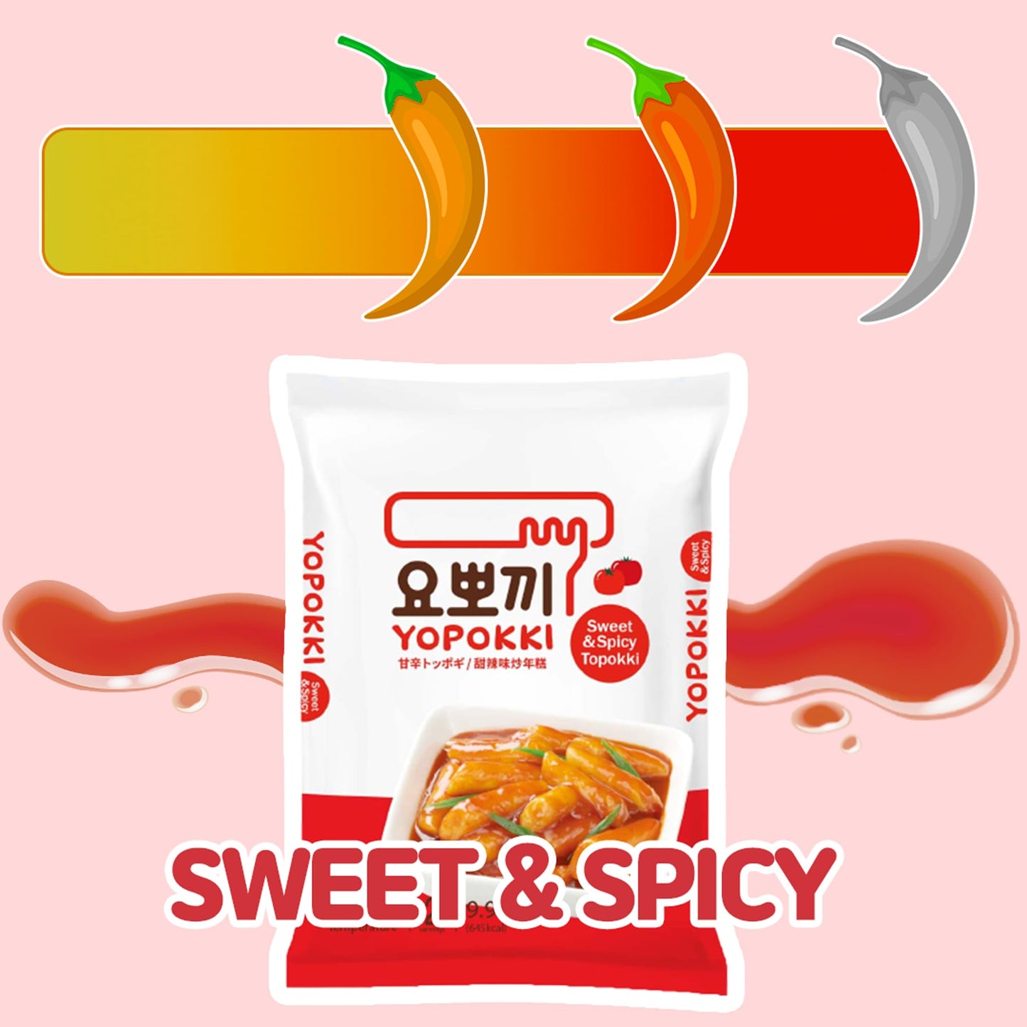 Yopokki Instant Tteokbokki Pack (Sweet Mild Spicy, Pack Of 2) Korean Street Food With Sweet And Moderately Spicy Sauce Topokki R