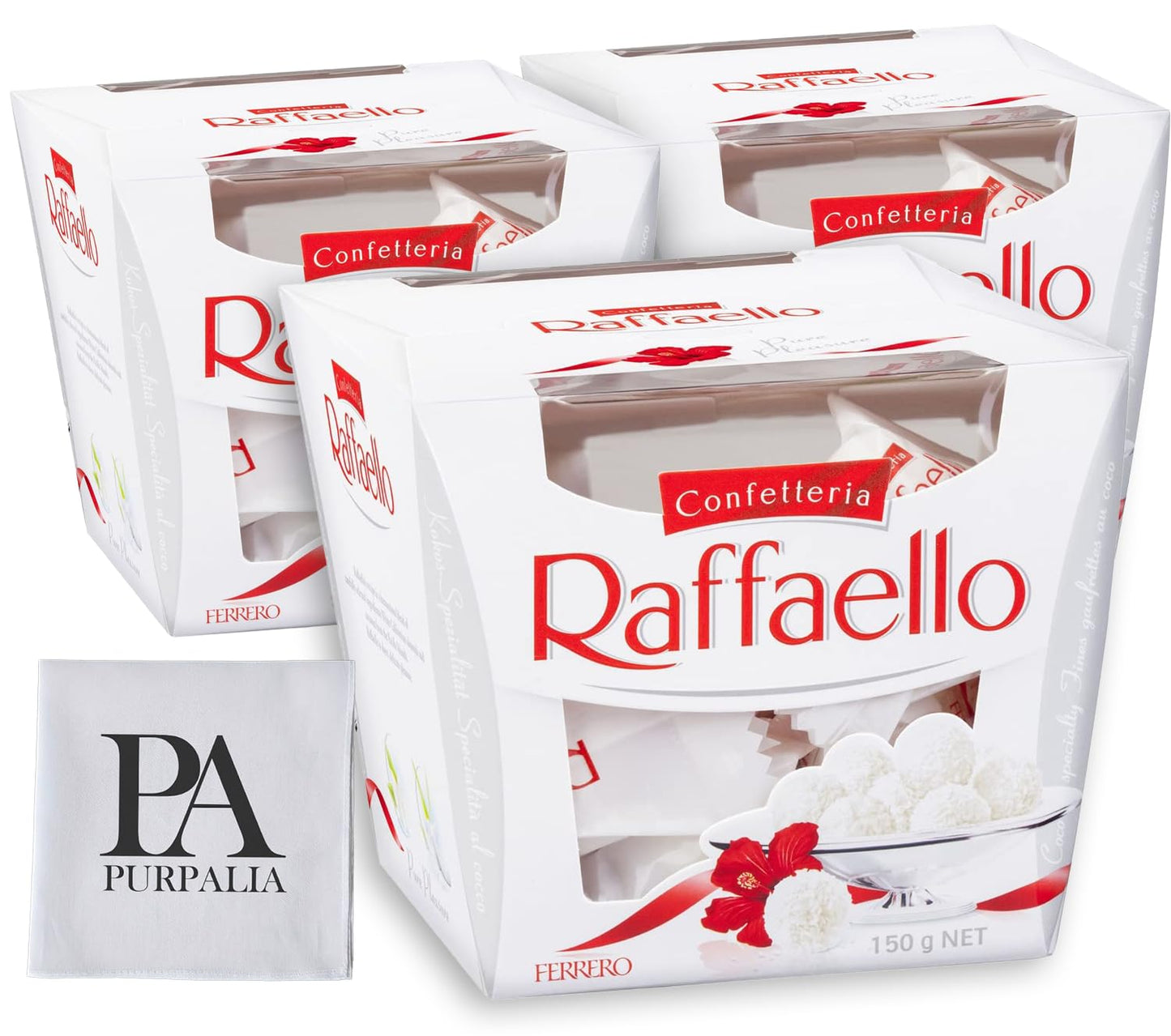 Ferrero Rocher Raffaello, Bulk 3 Pack, 45 Count Total, Individually Wrapped, Premium Gourmet White Almond, Cream And Coconut, Gi