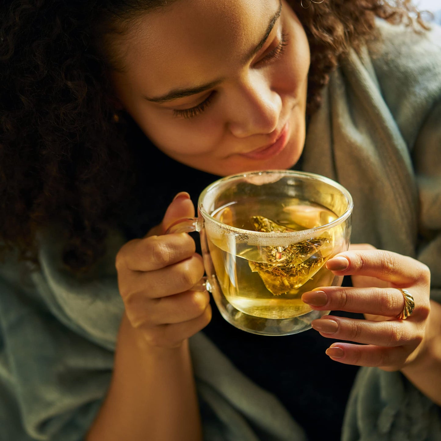 Teatulia Organic Lemongrass Tea Bags, Caffeine Free Herbal Tea, 50 Pyramid Sachets, Compostable, Sustainably Grown