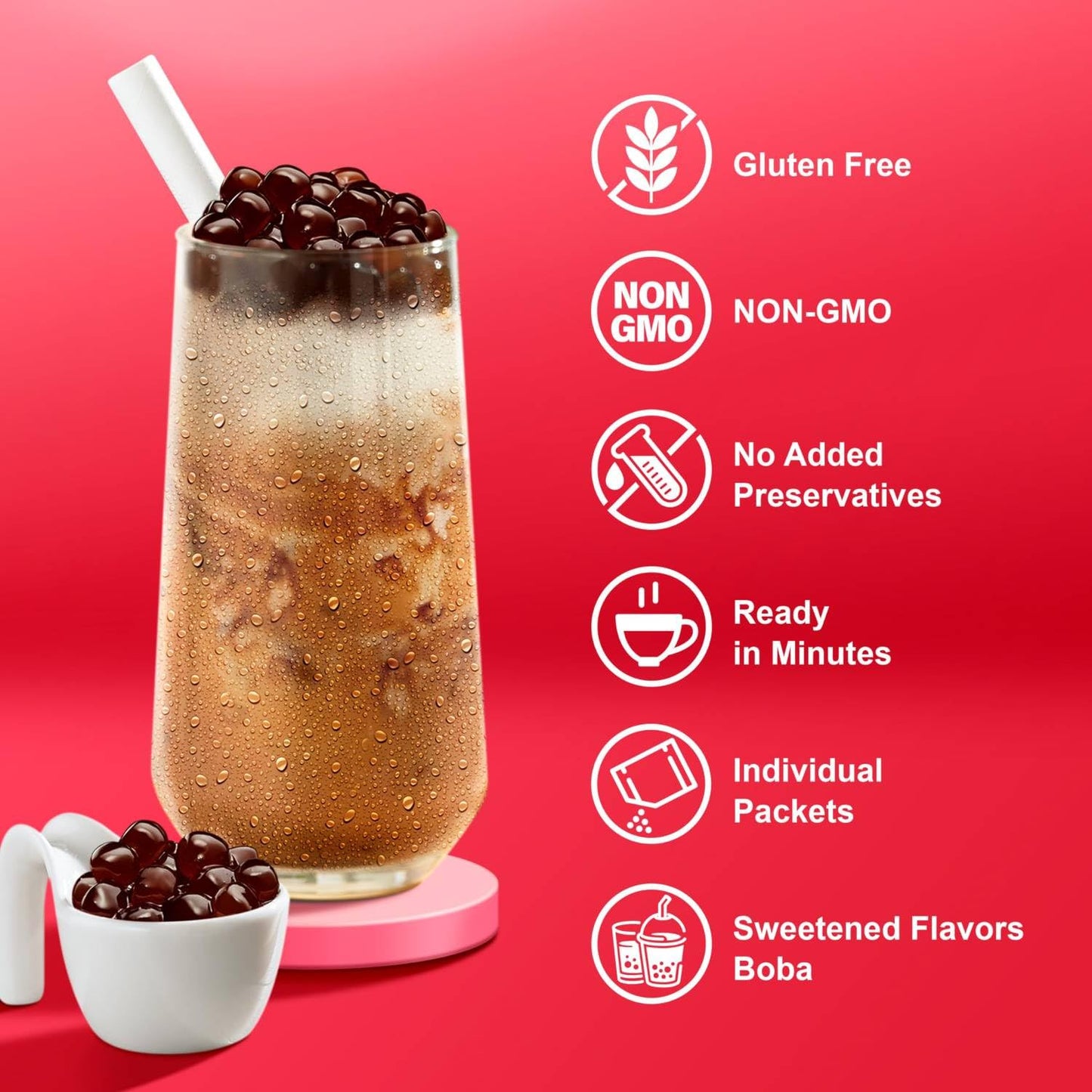 J WAY Instant Boba Bubble Pearl Milk Tea Kit - Brown Sugar Tapioca, 3 Servings, Ready in Under 1 Minute, Paper Straws Included