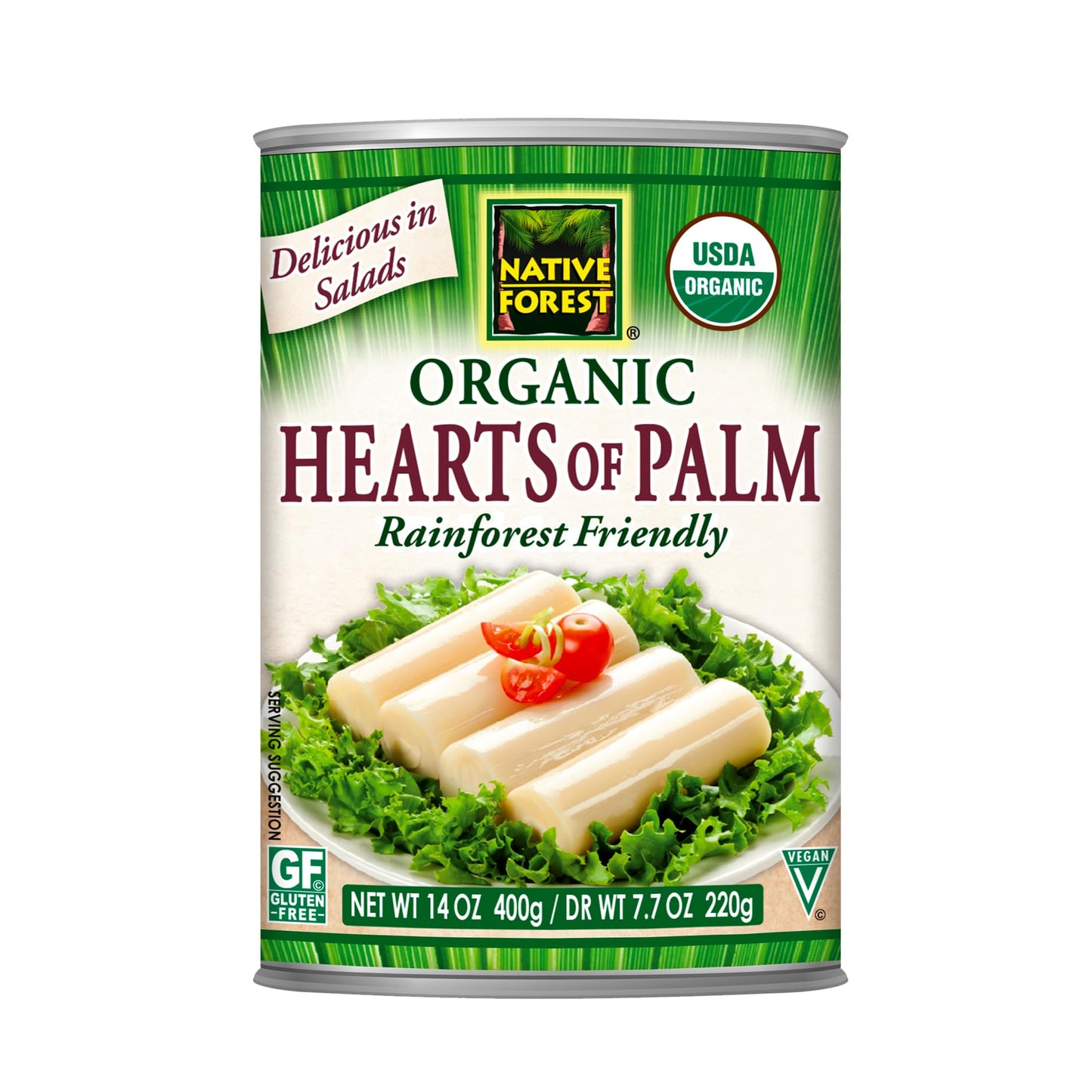 Native Forest Organic Hearts of Palm - Canned Hearts of Palm, Versatile Ingredient, Low Calorie, Non-GMO, USDA Organic - 7.7 Oz 