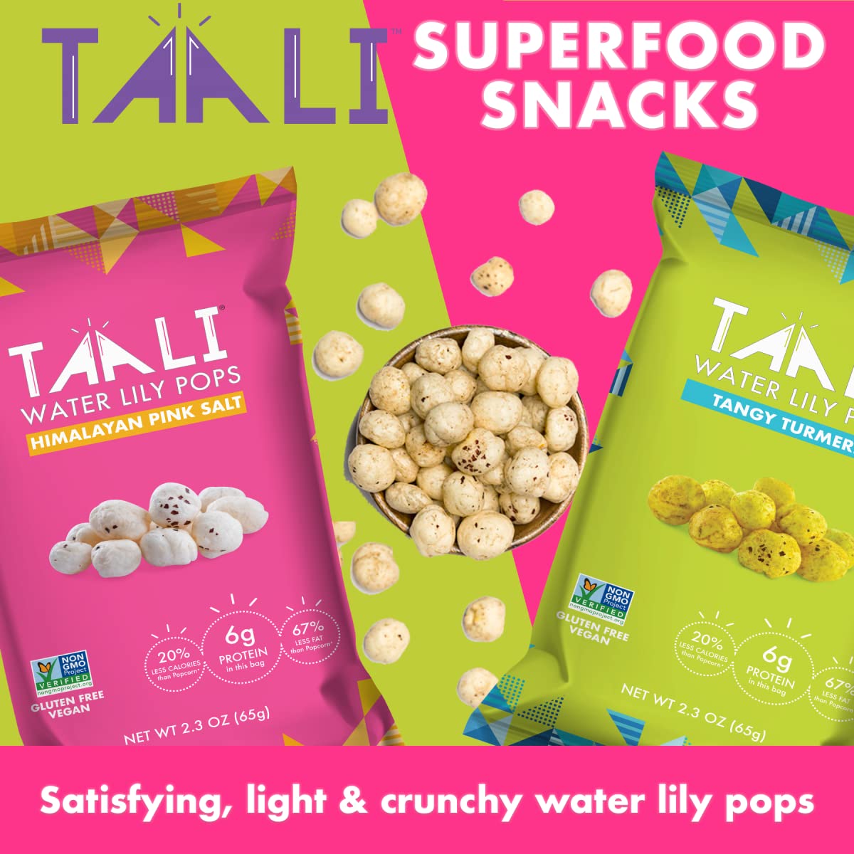 Taali Sweet & Savory Variety Water Lily Pops (6-Pack) - Roasted Fox Nuts Makhana Snack | Crunchy Indian Healthy Snacks | Protein