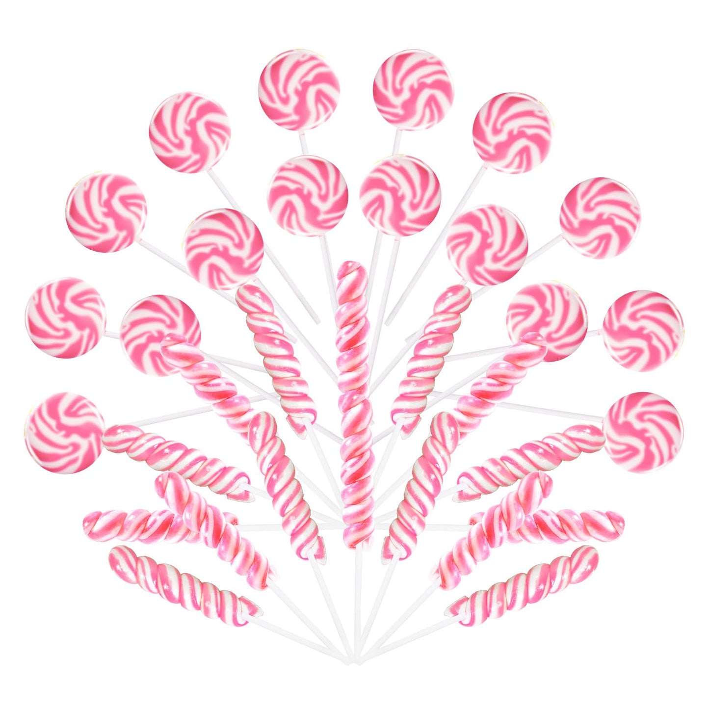 Pink Twisty & Swirl Lollipops 32 Pack (16 Swirl + 16 Twist), Baby Shower Candy Swirl Lollipop Individually Wrapped Suckers, Vale