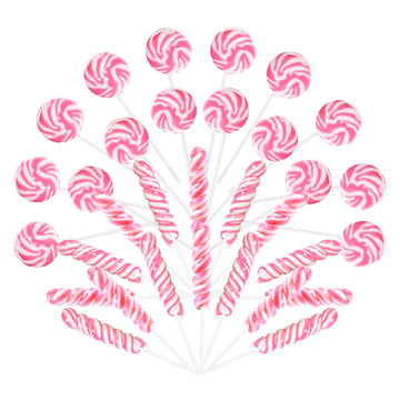 Pink Twisty & Swirl Lollipops 32 Pack (16 Swirl + 16 Twist), Baby Shower Candy Swirl Lollipop Individually Wrapped Suckers, Vale