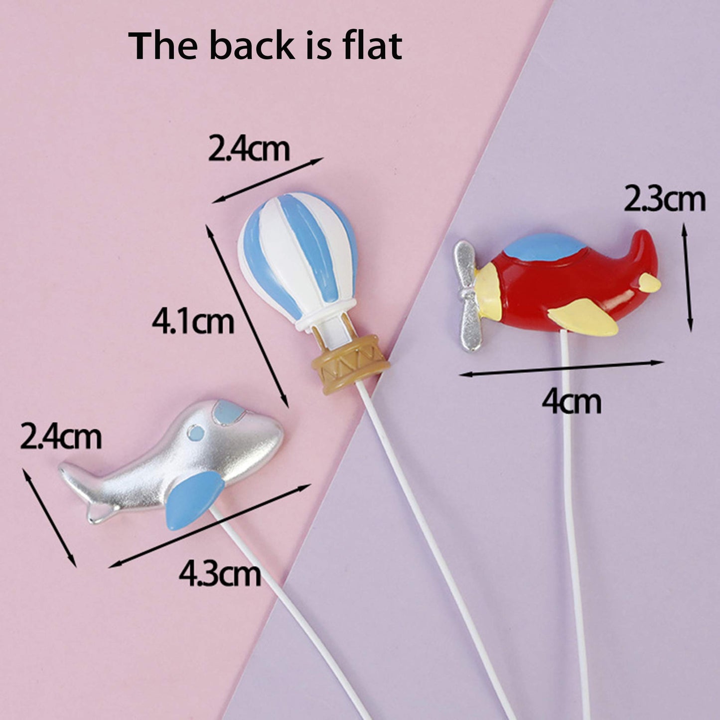 Ercadio 6 Pack Airplane Cake Toppers 2D Hot Air Balloons Cake Picks Baby Shower Boys Girls Birthday Party Cake Decorations Suppl
