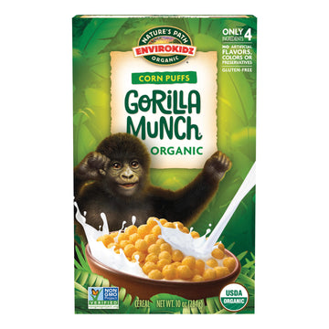 EnviroKidz Organic Gorilla Munch Cereal, 10 oz (Pack of 12), Corn Puffs, Gluten Free, by Nature s Path