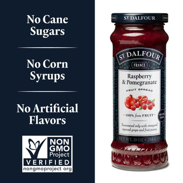 St. Dalfour Raspberry & Pomegranate Fruit Spread - 10Oz - 100% From Fruit, No Artificial Ingredients, Non-Gmo, No Cane Sugars, A