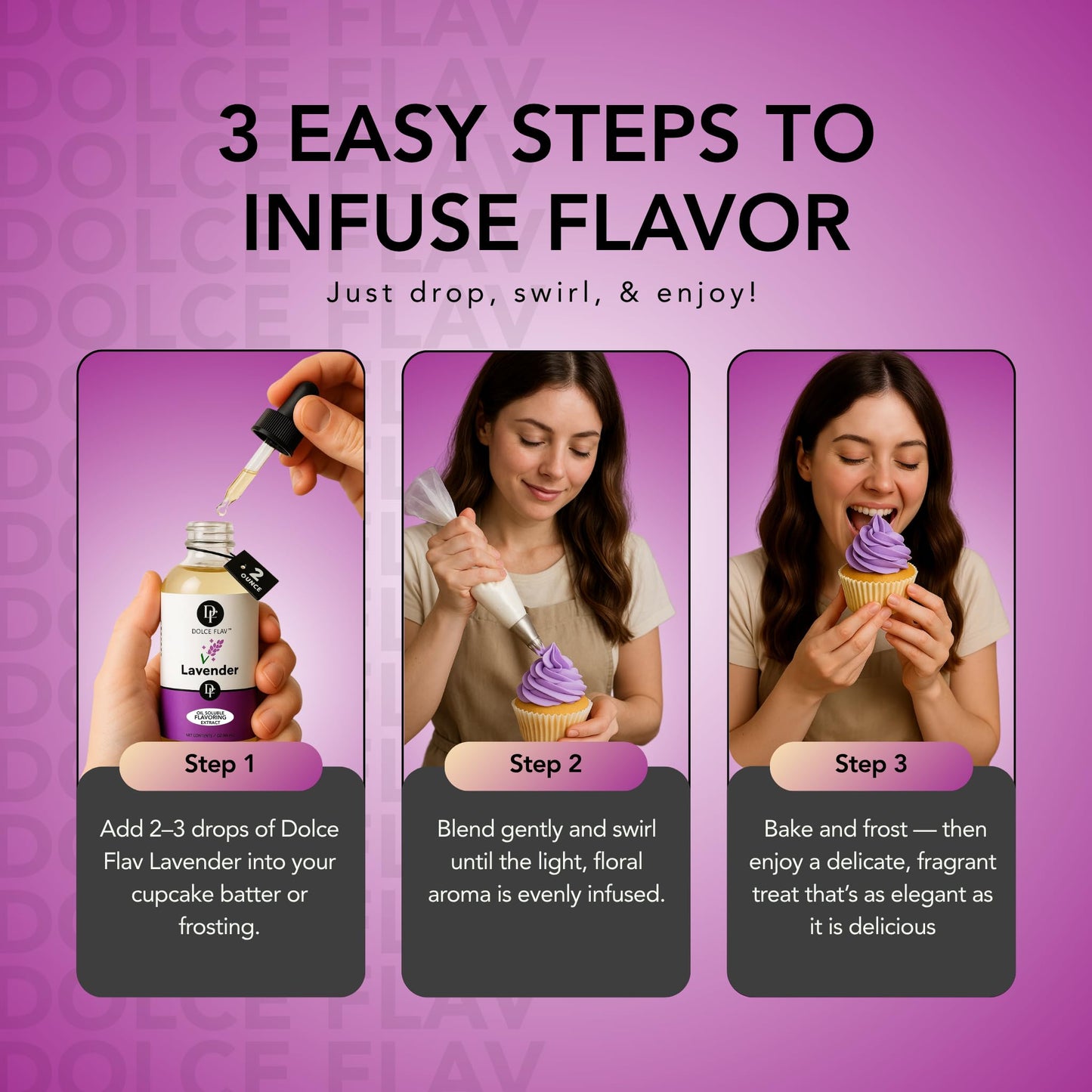 Dolce Flav Lavender Extract - Oil-Soluble, Sugar-Free, 8 Oz. Concentrated Floral Flavoring for Baking & Desserts