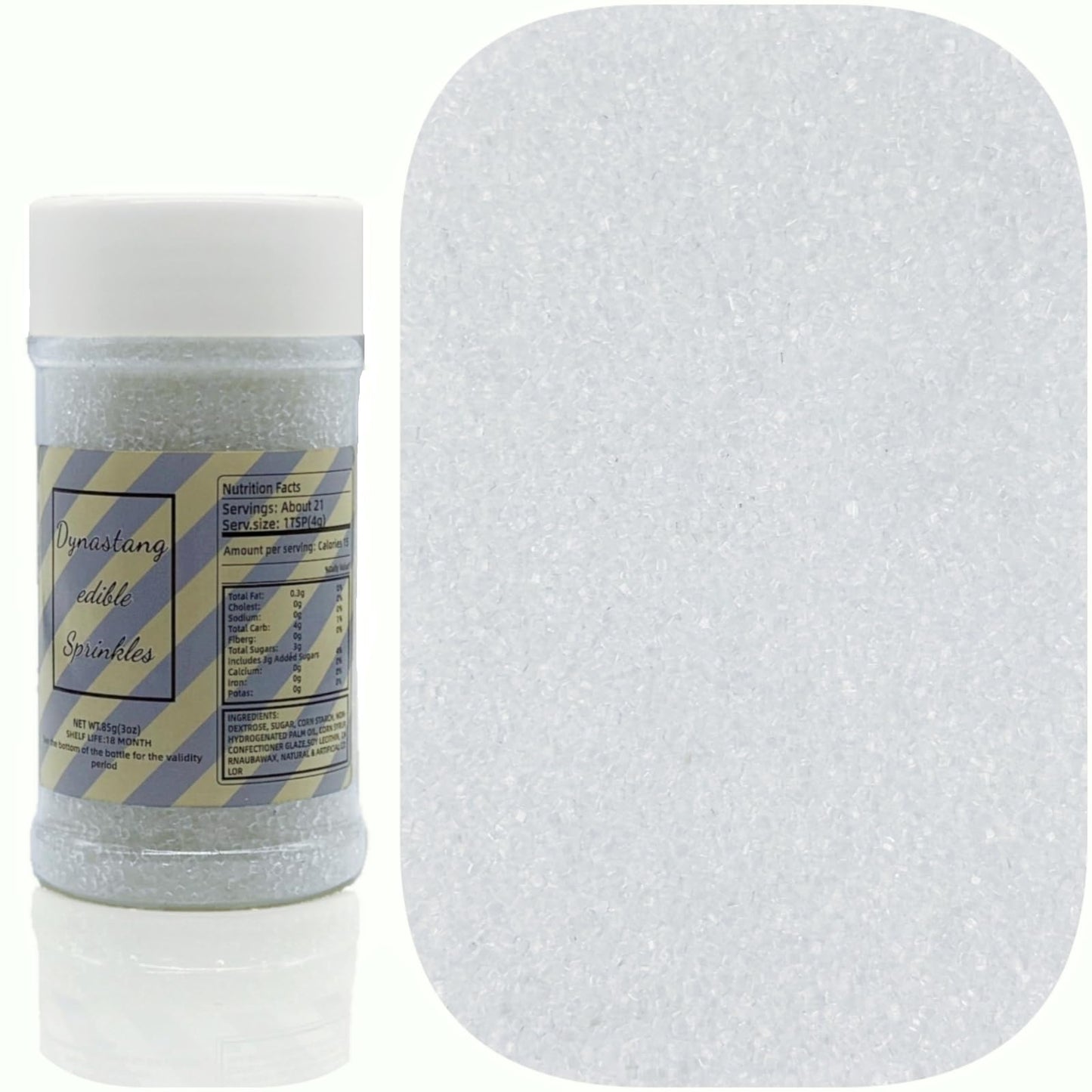 Dynastang White Sanding Sugar Sprinkles Edible Sugar Crystals Cake Decoration Cupcake Toppers Cookie Decorating Perfect for Cake
