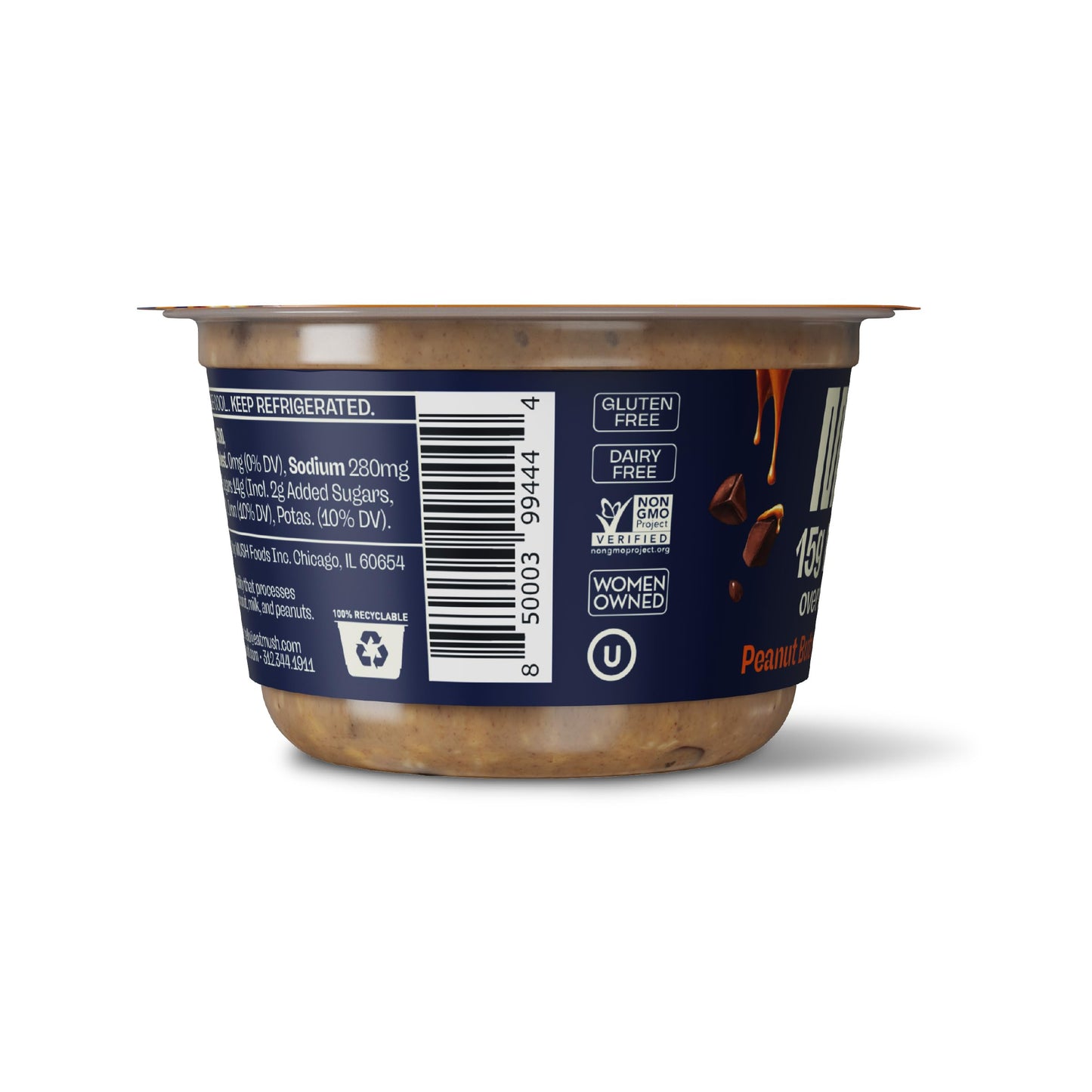 MUSH Overnight Oats - Peanut Butter Chocolate Chip Protein - 15g Protein, Good Source of Fiber, Non-GMO, Dairy Free, Gluten Free