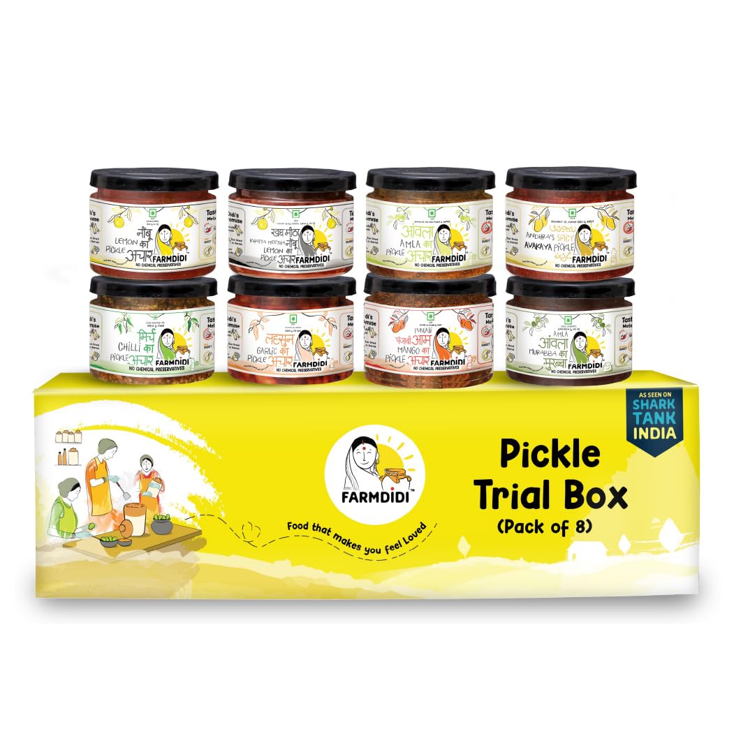 Farm Didi FarmDidi Nanis Special Pickle Trial Pack Of 8|Authentic Homemade Traditional Achar & Chutney|TV Featured|Spicy & Sweet Pickles|No Artificial Preservatives|Less Or No Oil|Sun-Dried Achar