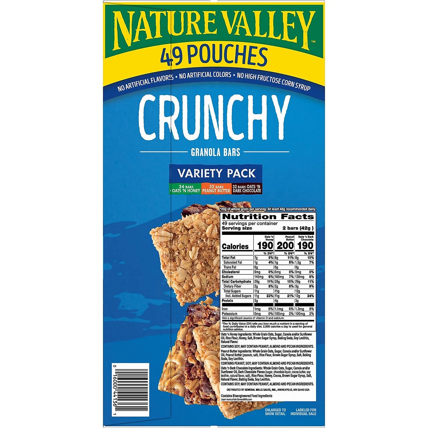 Nature Valley Crunchy Granola Bars Variety Pack 49 pouches - 1.49 oz each (98 bars)