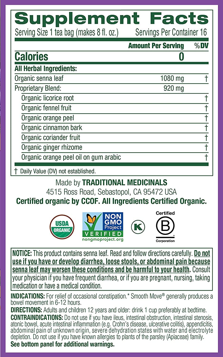 Herb Tea Smooth Move 16 bag (Value Bulk Multi-pack)