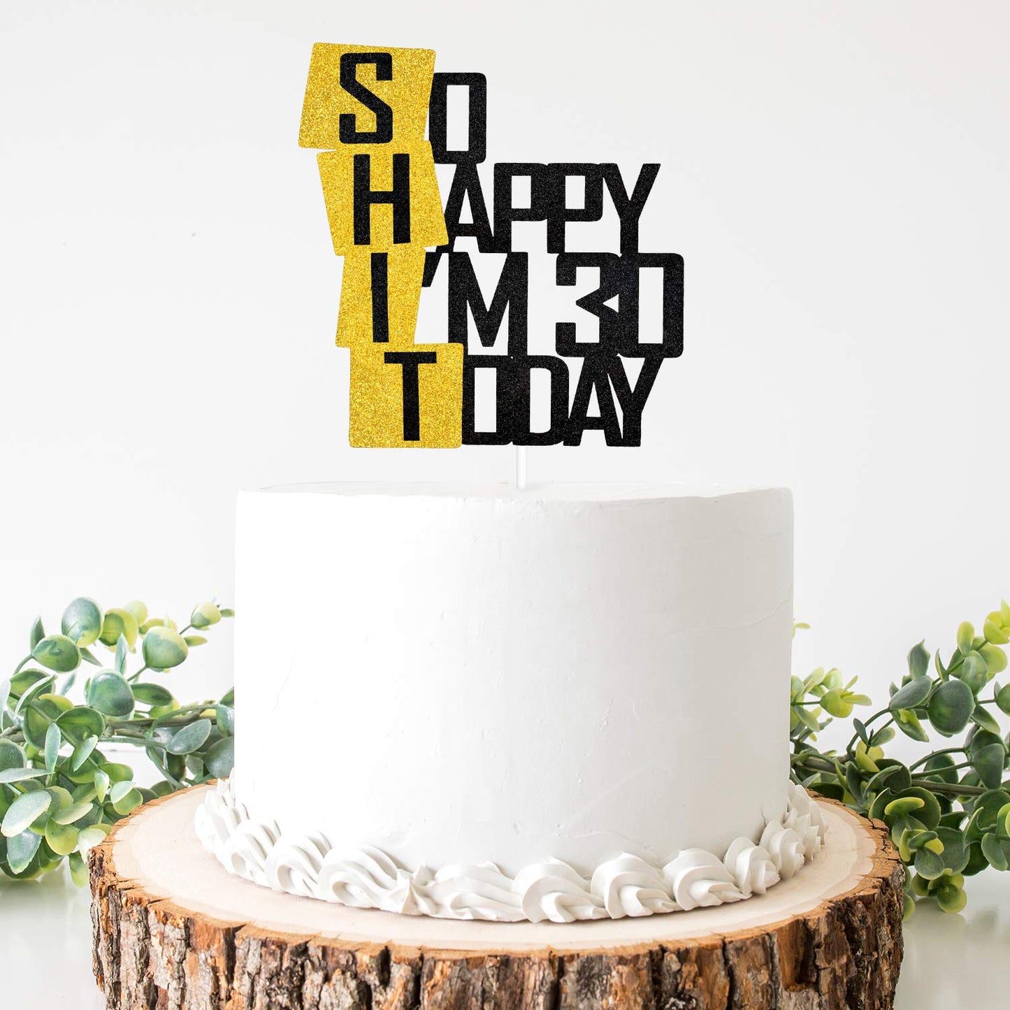 Caiwowo Cake Topper - Funny 30th Birthday Décor - Glitter Paper - Fabulous Thirty Years