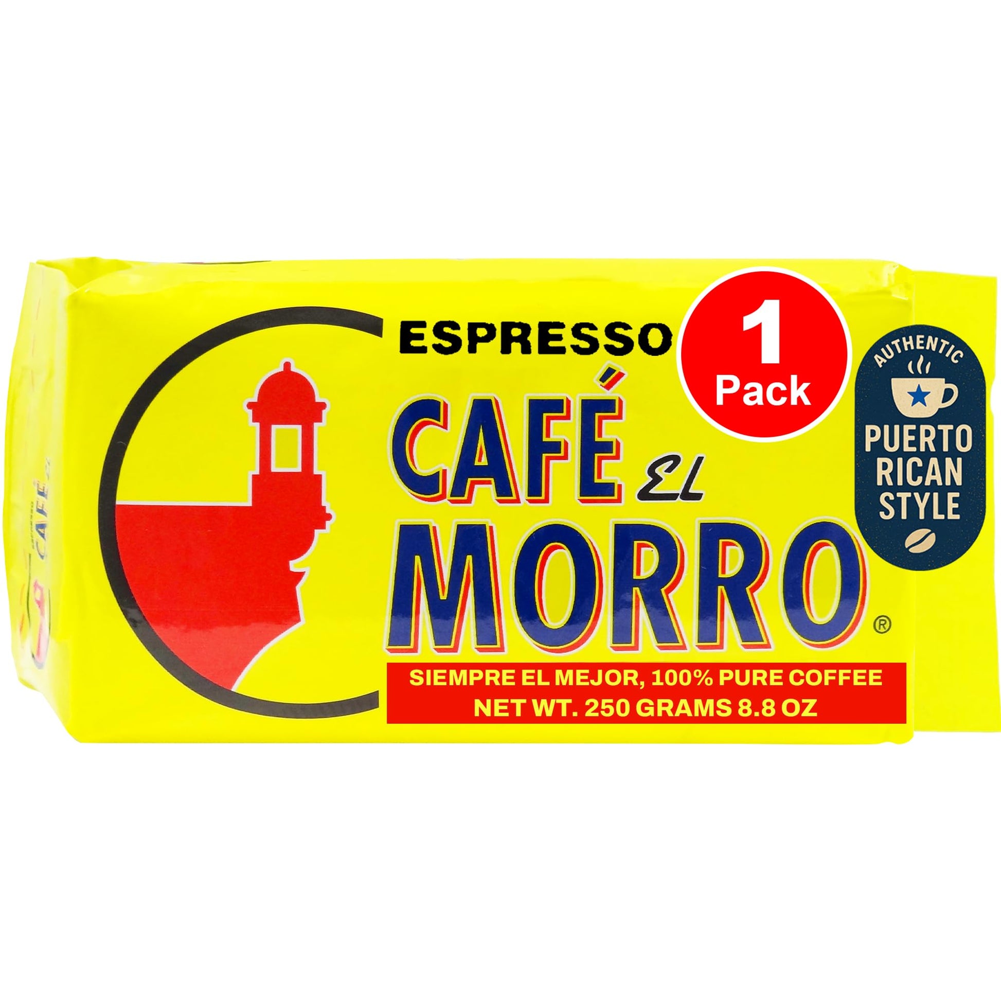 Cafe El Morro Dark Roast Espresso Ground Coffee, Vacuum Sealed, 8.8 oz (1-Pack)