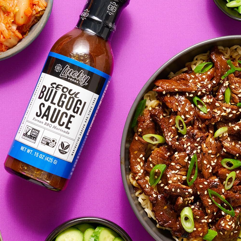Lucky Foods Seoul Korean Bbq Sauce (Twin Pack - 2 Bottles (1 Kalbi, 1 Bulgogi))