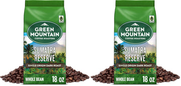 Green Mountain Coffee Roasters Sumatra Reserve, Whole Bean Coffee, Dark Roast, Bagged 18 oz (Pack of 2)