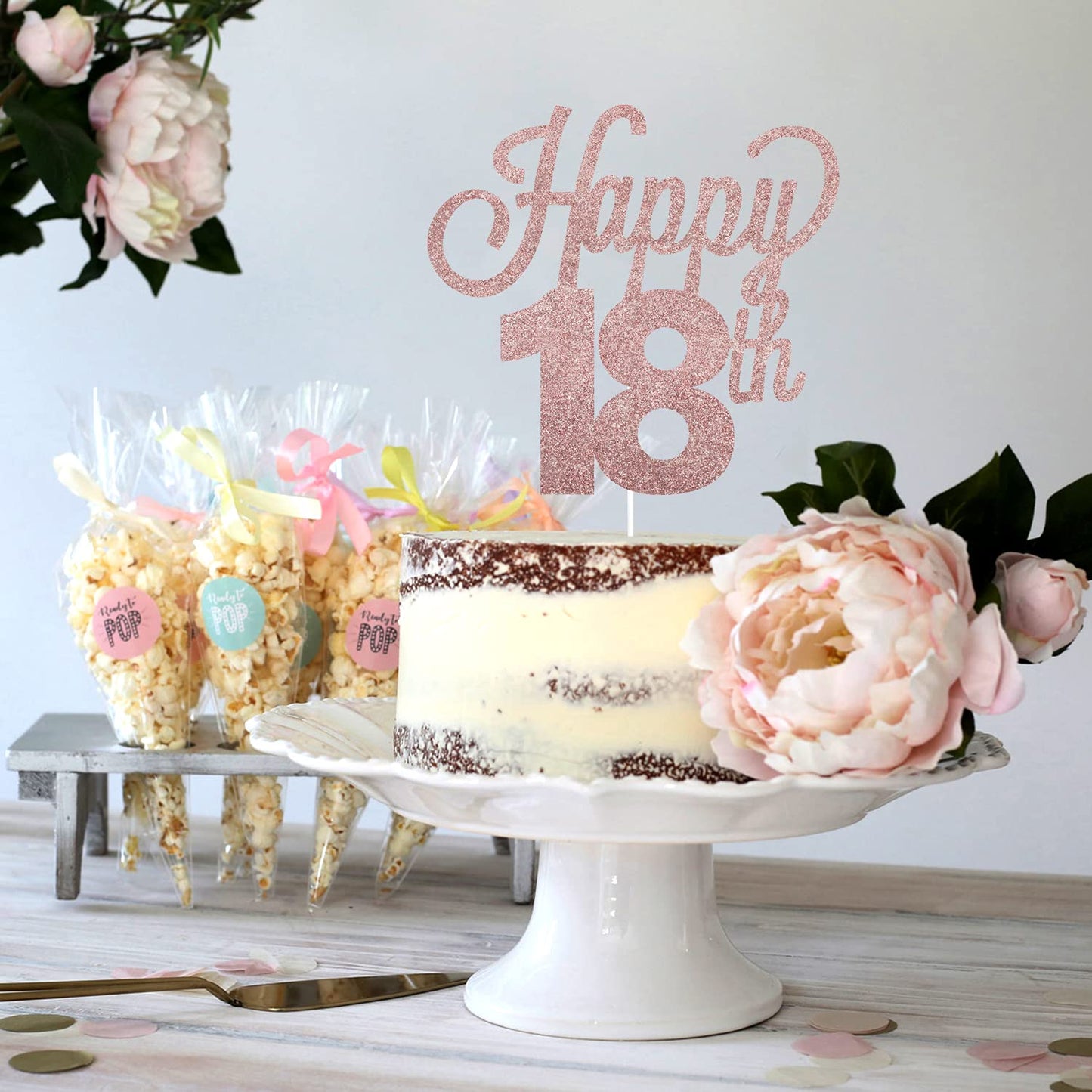 Lingteer Happy 18Th Birthday Cake Topper - Cheers To 18Th Birthday Eighteen Years Old Birthday Party Cake Decorations Sign.