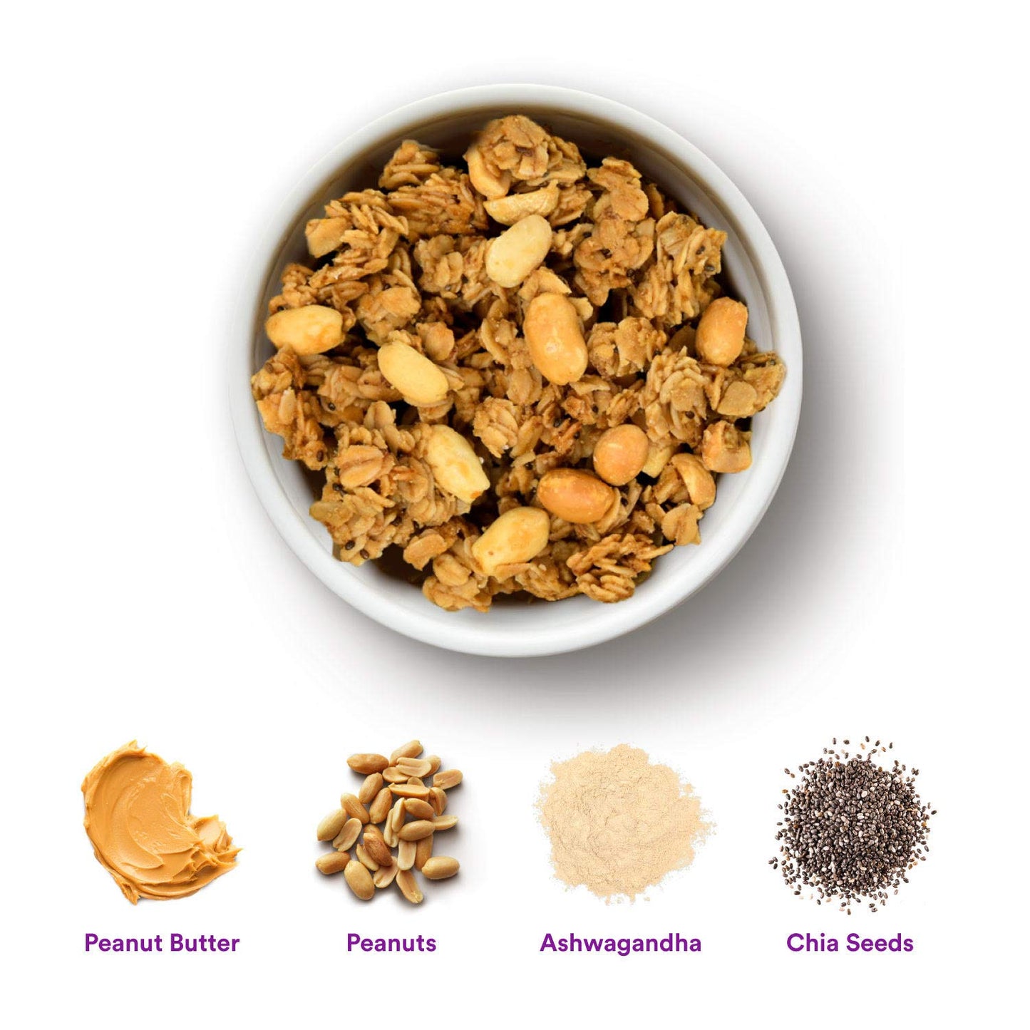 Gr8Nola Peanut Butter - Healthy, Low Sugar Bulk Granola Cereal - Made With Superfoods Peanuts, Ashwagandha, And Chia Seeds, Soy Free, Dairy Free And No Refined Sugar - 4.5Lb Resealable Bag