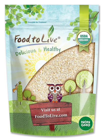 Food to Live Organic Oat Bran, 1 Pound Non-GMO, Kosher, Vegan, Bulk, High Fiber Hot Cereal, Milled from High Protein Oats