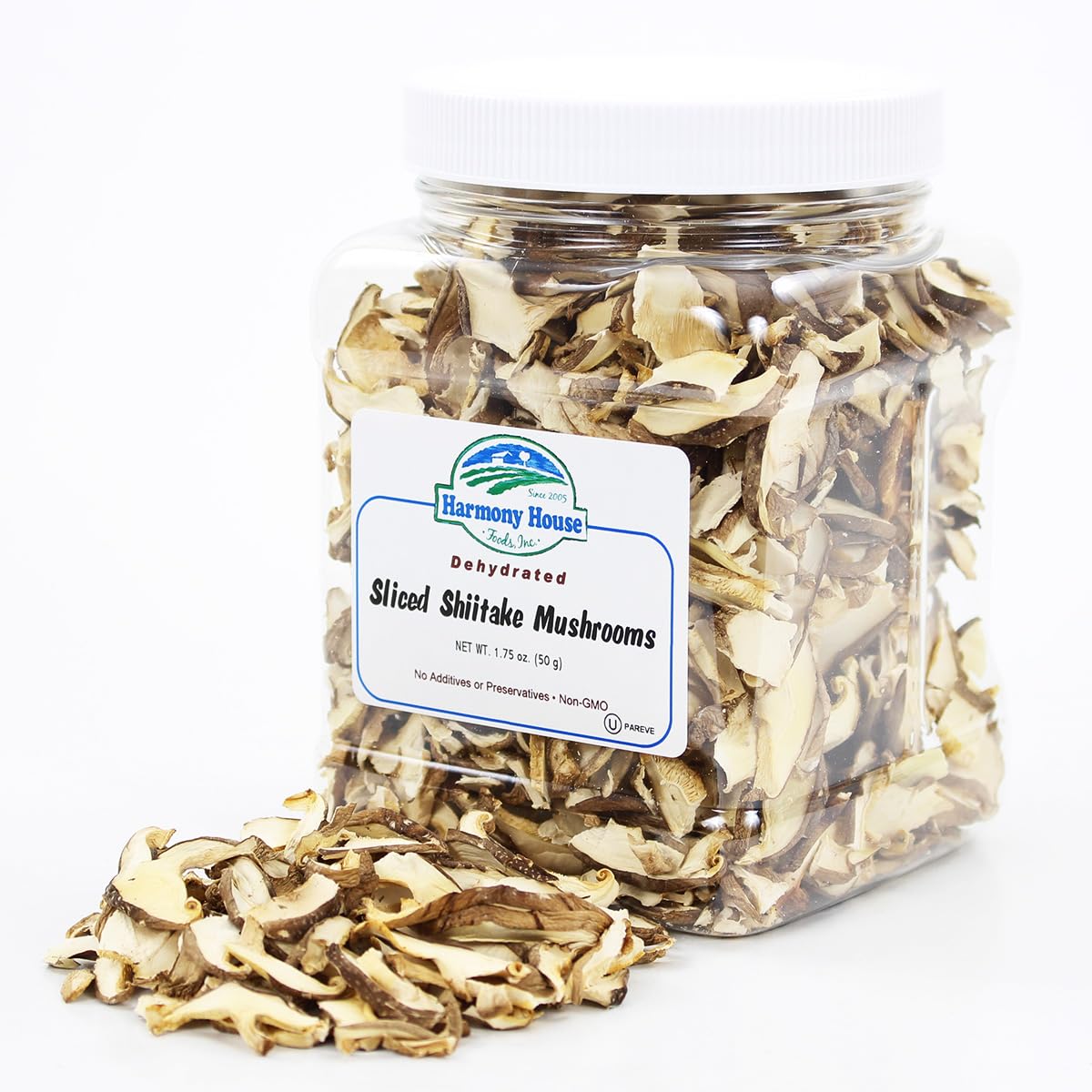 Harmony House Foods Dried Sliced Shiitake Mushrooms (1.75 Oz, Quart Size Jar)