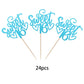 YCTHUNFISH 24 Pack Cupcake Toppers Glitter Sixteen Happy 16th Birthday Decorations Light Blue Bamboo