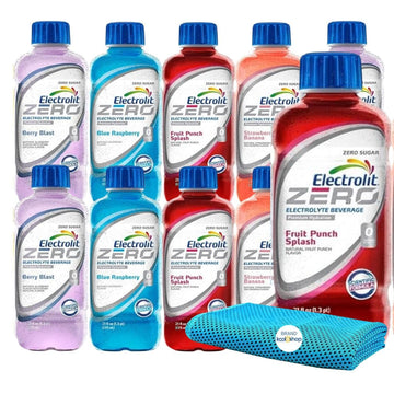 Electrolit Zero Variety Pack Hydration Drink with Electrolytes 21 fl oz Plastic Bottle 10 Pack + 1 Microfiber Cooling Towel by K