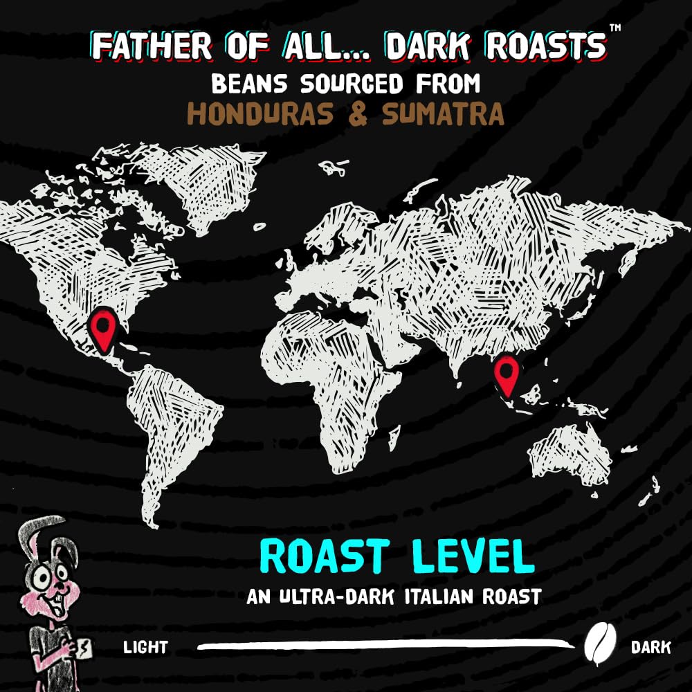 Punk Bunny Ultra Dark Roast Coffee, Organic Ground Coffee, Father Of All Dark, 12 Oz