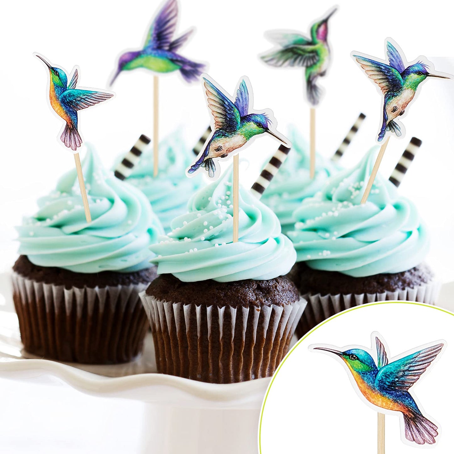 40 Pieces Hummingbird Cake Cupcake Toppers Bird Cupcake Topper Decoration Wafer Hummingbird Cake Bird Decor By Wafer Paper For Spring Wedding Birthday Celebrating Party Events, 4 Styles