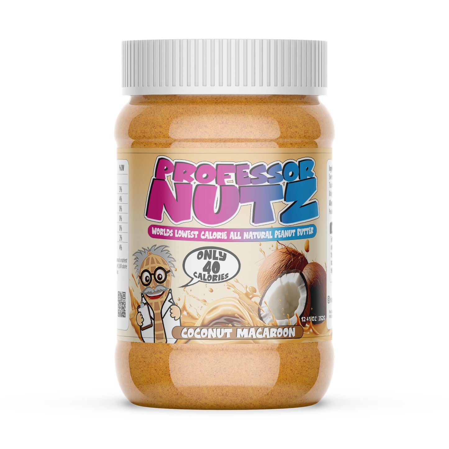 Professor Nutz Organic Peanut Butter, Low Calorie, 30 Essential Vitamins, 12.41 Ounce, Natural Peanut Butter