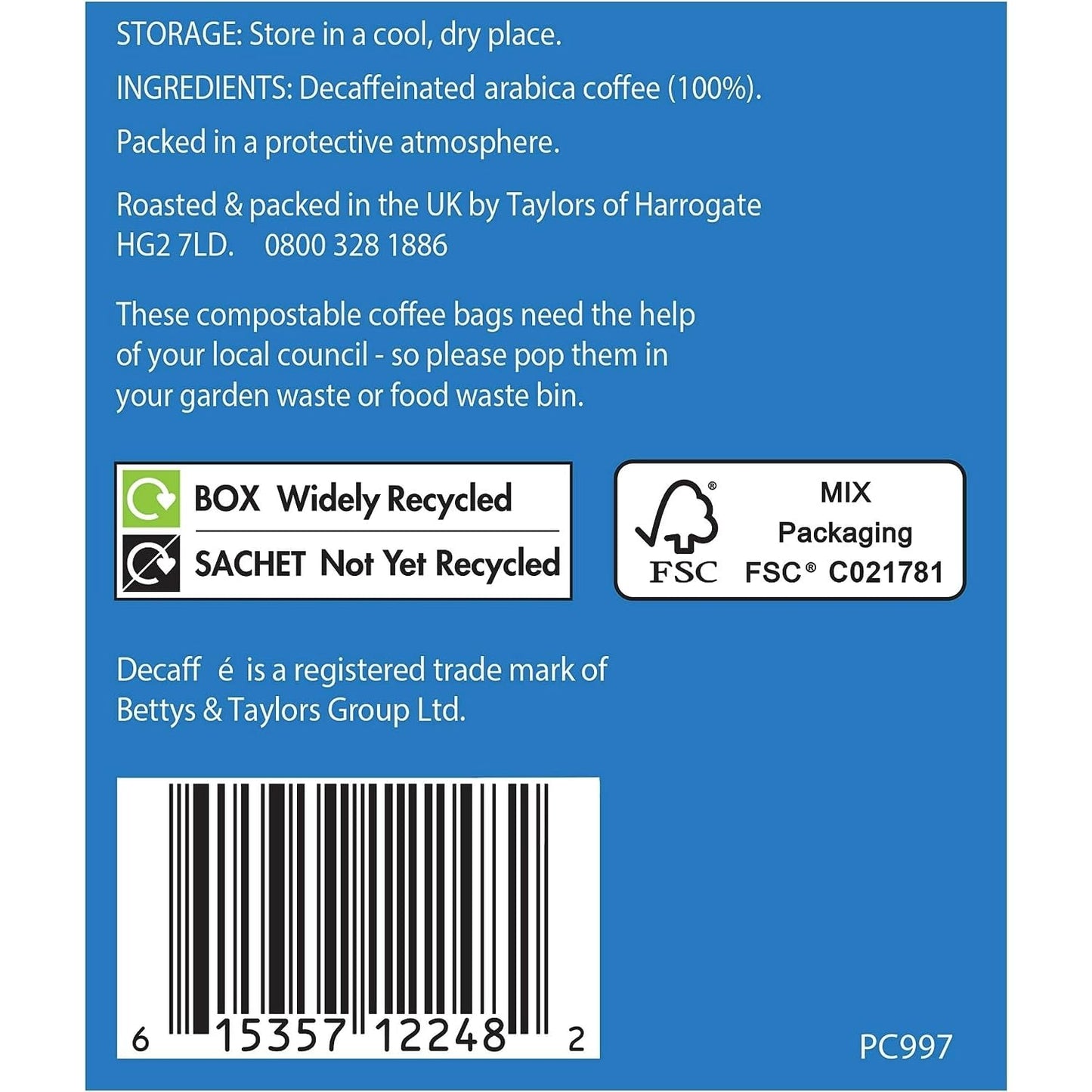 Taylors Of Harrogate Decaffe Coffee Bags - 10 Enveloped Bags (Pack Of 3, Total Of 30 Coffee Bags)