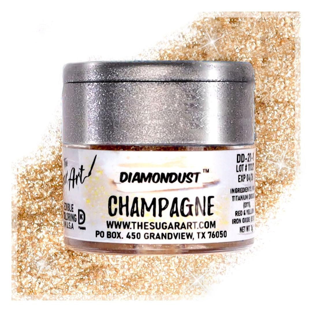DiamonDust Champagne Edible Glitter for Drinks & Cake Decorating, 4g, 100% Food-Safe, Vegan, Gluten & Nut Free