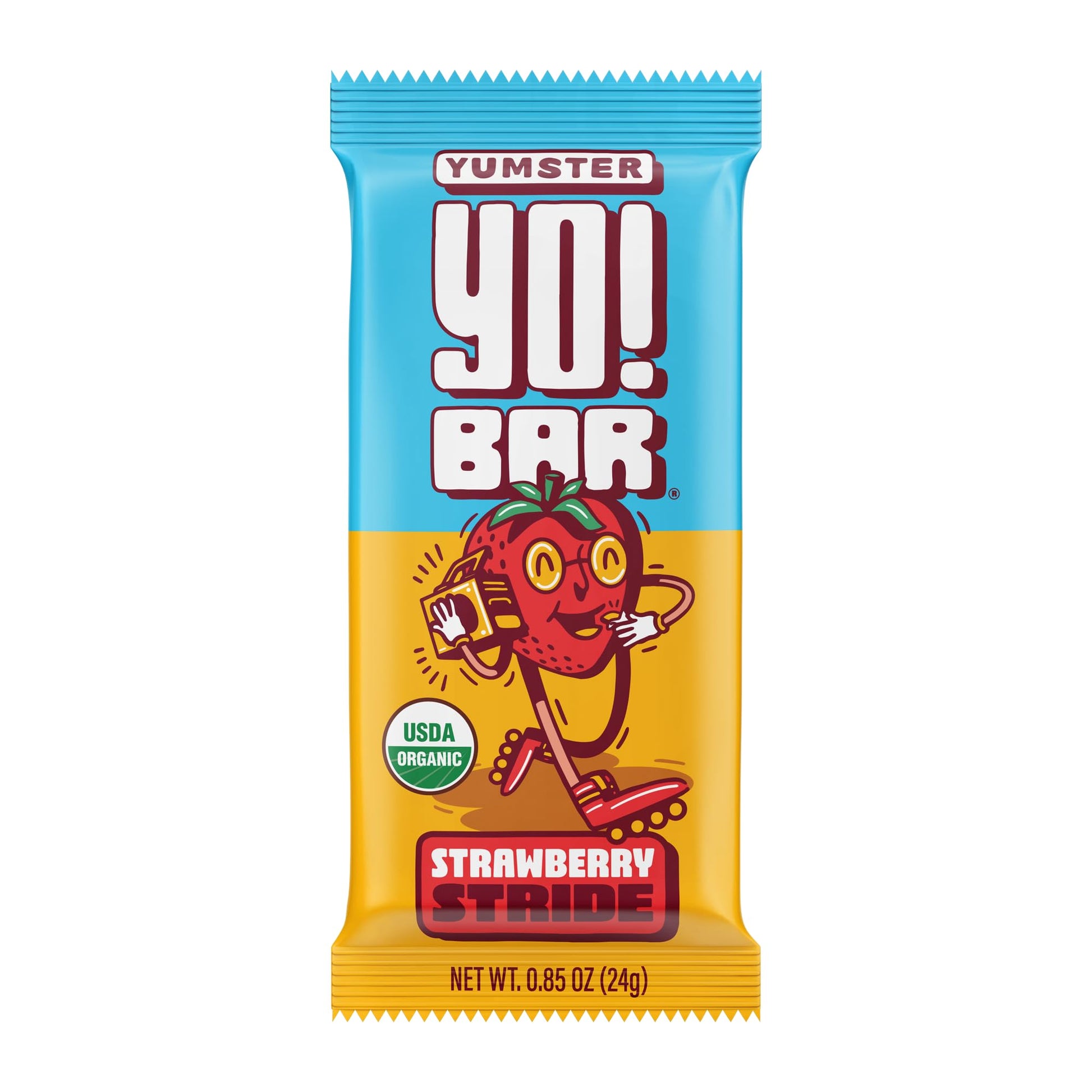 Yo! Bar By Bearded Brothers Vegan Organic Kids Bar, Strawberry (25 Bars) - Gluten Free, Paleo And Whole 30 | Soy Free, Non-Gmo, Low Glycemic, No Sugar Added, Fiber + Whole Foods