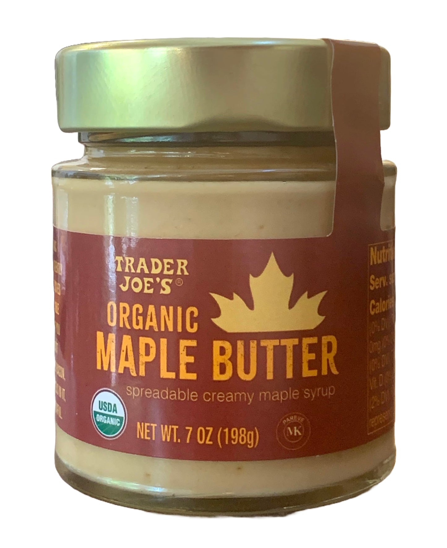 Trader Joes Organic Maple Butter, Spreadable Creamy Maple Syrup, 7 ounces (198 grams)