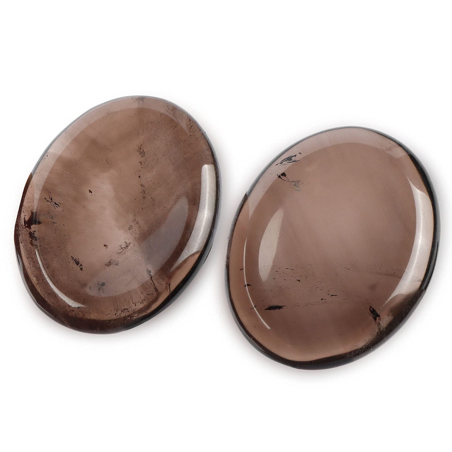 Artistone 2 Pcs Smoky Quartz Crystal Palm Stone Polished Chakra Thumb Worry Stones Set Healing Crystals For Anxiety Stress Relie