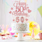 HOGRTi 50th Birthday Cake Decorations Set, Rose Gold, Includes Candles and Toppers, Model 50