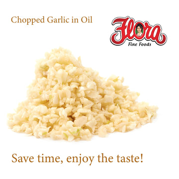 Flora Foods Italian Fresh Garlic Chopped In Oil Mild Flavor - 12 Oz Jar - Ready-To-Use For Cooking & Seasoning - Imported