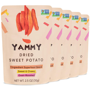 Yammy Dried Sweet Potato Sticks (Pack Of 5), 1 Ingredient Superfood Snack, Healthy, 3G Protein, Asian Korean Chinese Japanese Fo
