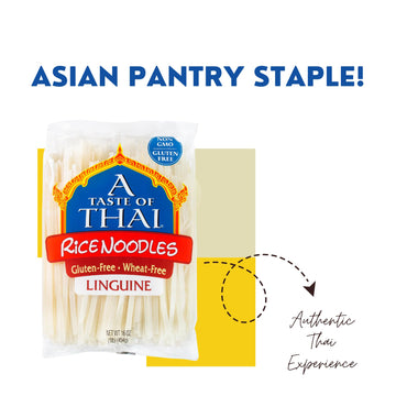 A Taste of Thai Rice Noodles - Classic Stir-fry, Soup & Stew Noodles, Non-GMO, Gluten-free, 16oz Pack of 6