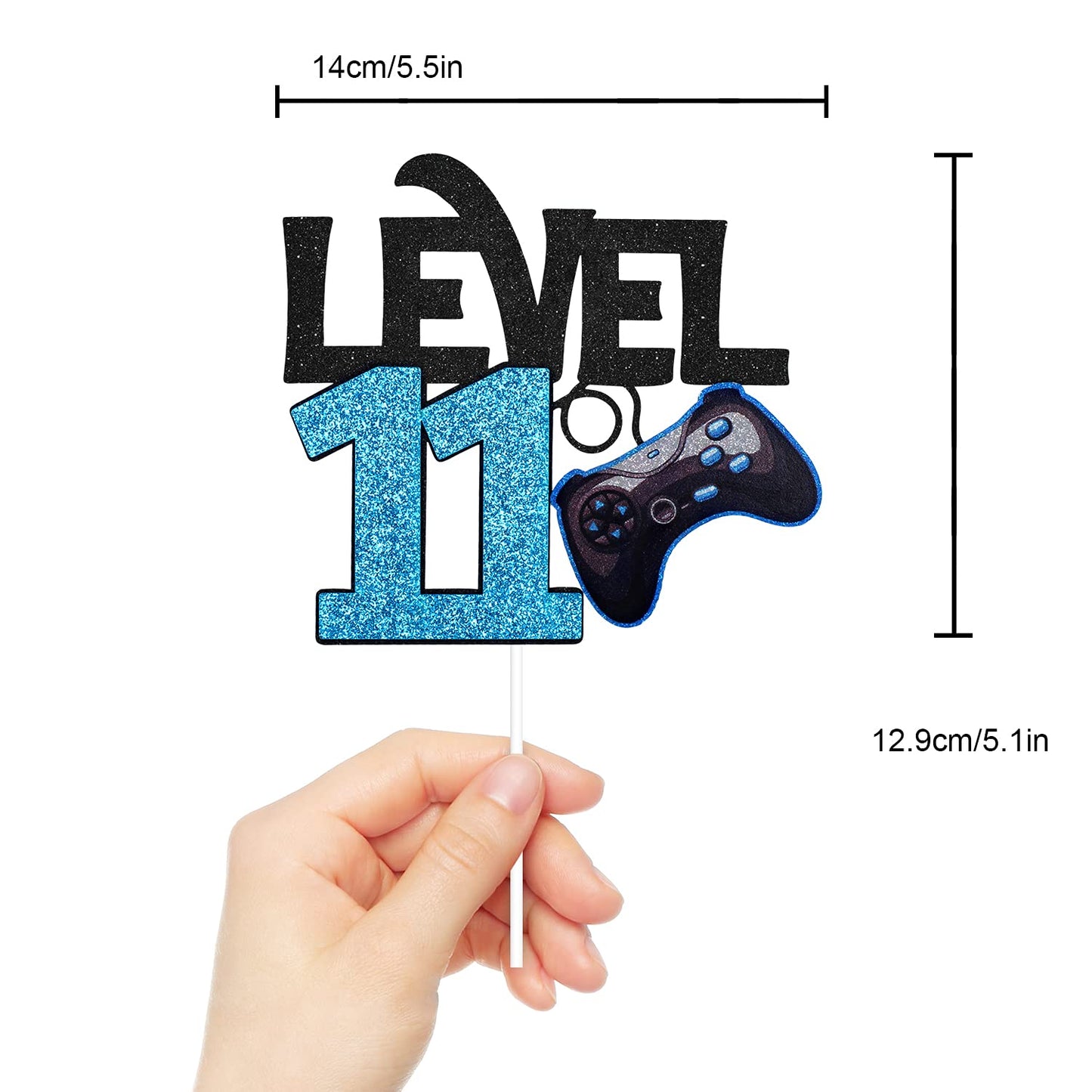 Caiwowo Level 11 Game Birthday Cake Topper - Video Game Theme, Blue, Paper, Model 1