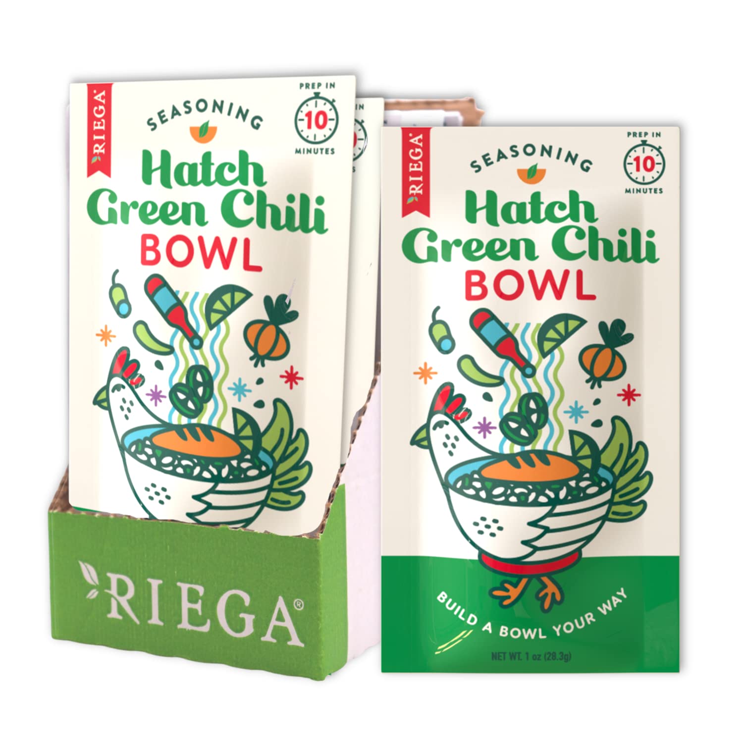Riega Hatch Green Chili Bowl Seasoning, Authentic Hatch Green Chili Pepper Flavor to Enhance any Chili, Salad or Rice Bowl, 1 Ou