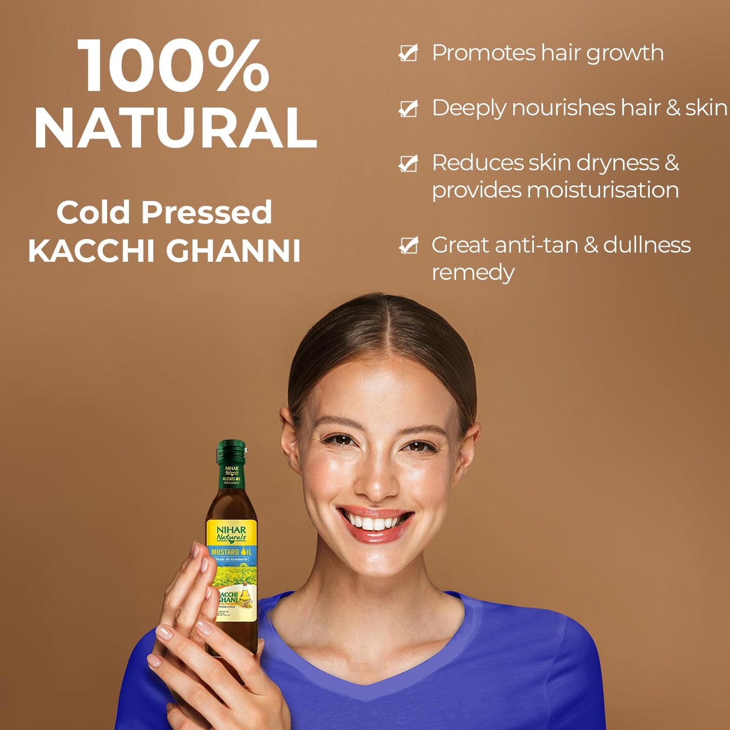 Parachute Kacchi Ghani Mustard Oil - Cold Pressed, 100% Pure, Enriched with Omega 3 - 33.8 Fl. oz.