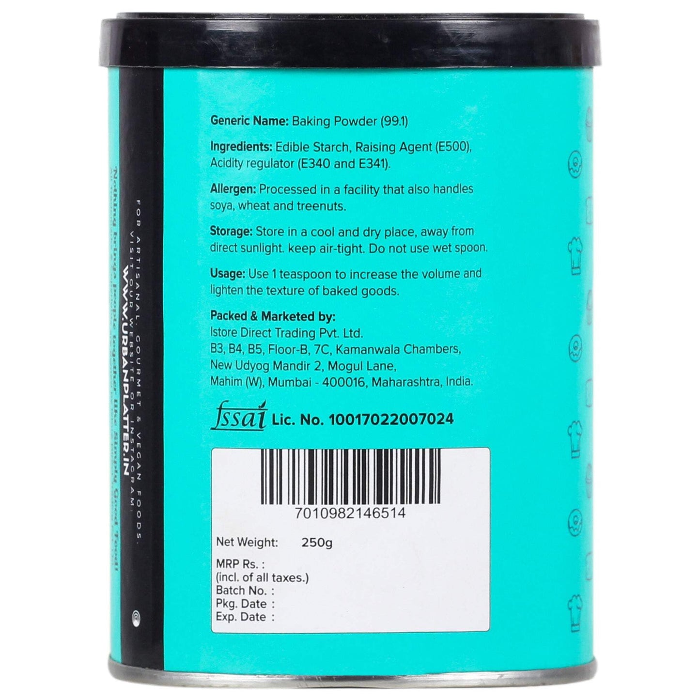 Urban Platter Aluminum Free Baking Powder | Double Acting Leavening Agent | Adds Fluffy Texture In Cakes | Used To Make Cookies,